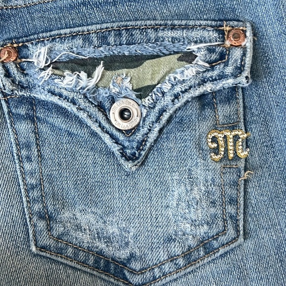 Y2K Vintage Miss Me Camo Flap Pocket Crystal Windsor Blue Jeans Size 26 🔲 - Picture 4 of 9